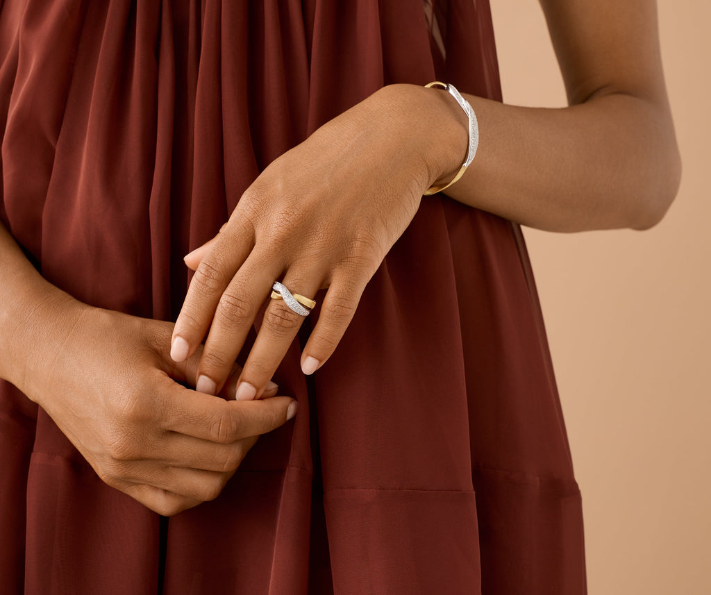 MARRAKECH 18K Yellow Gold 2-Strand Diamond Crossover Ring