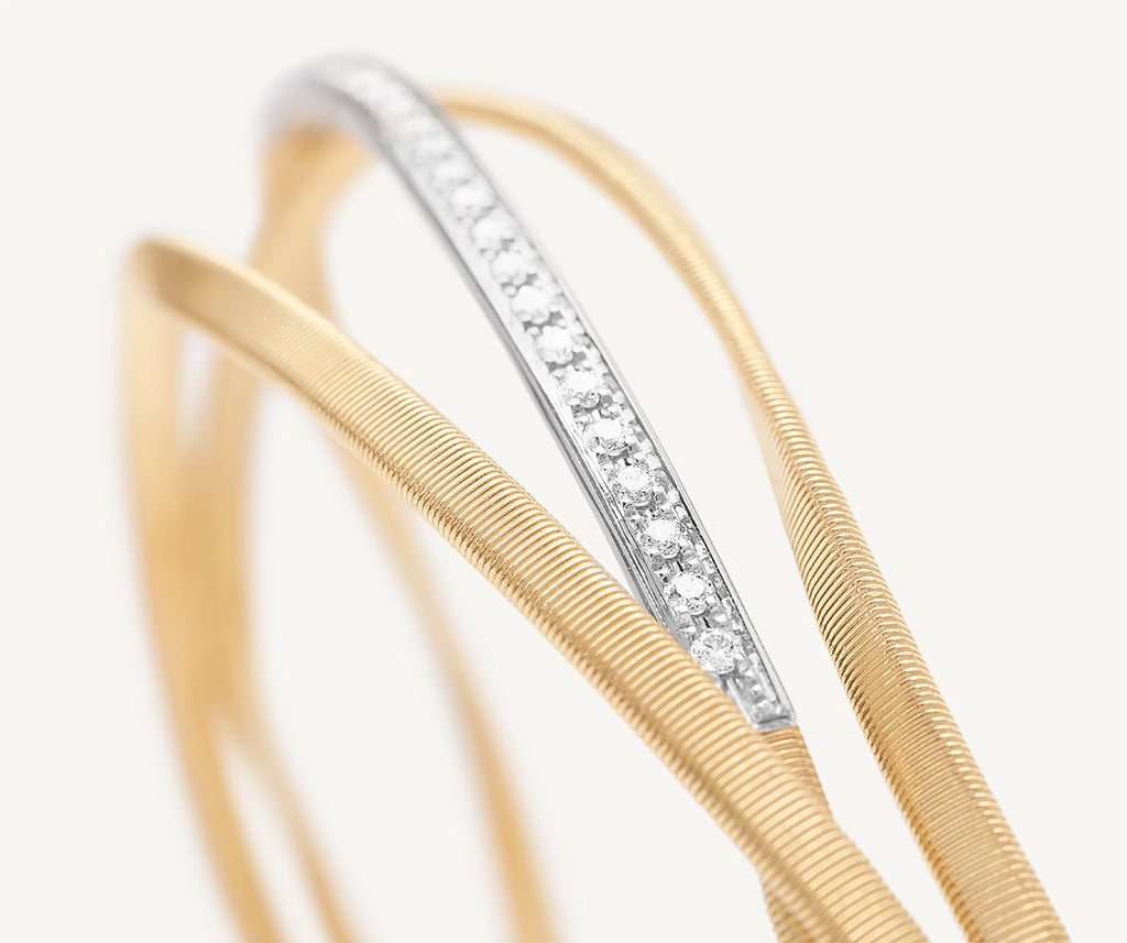 MARRAKECH 18K Yellow Gold 3-Strand Bangle With Diamond Bar SG39_B_YW_M5