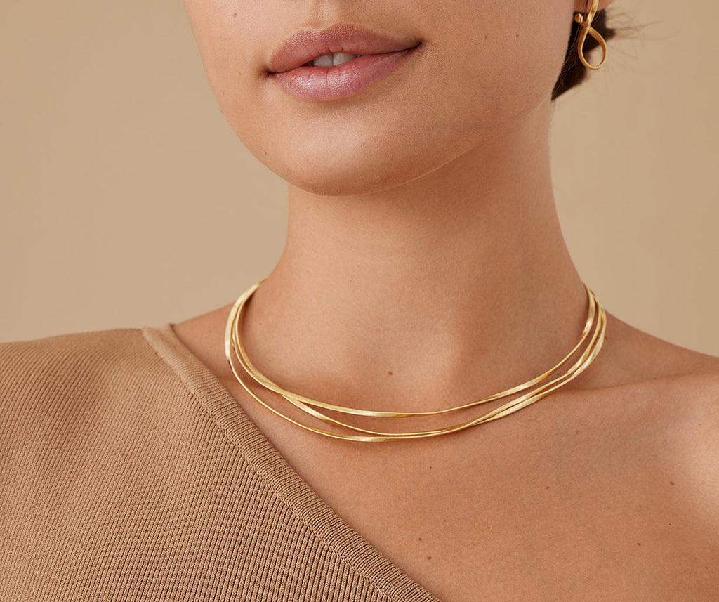MARRAKECH 18K Yellow Gold 3-Strand Coil Necklace CG848__Y_01