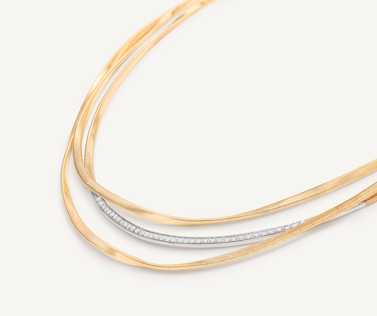 18K Yellow Gold 3-Strand Coil Necklace with Diamond Bar – Marco Bicego