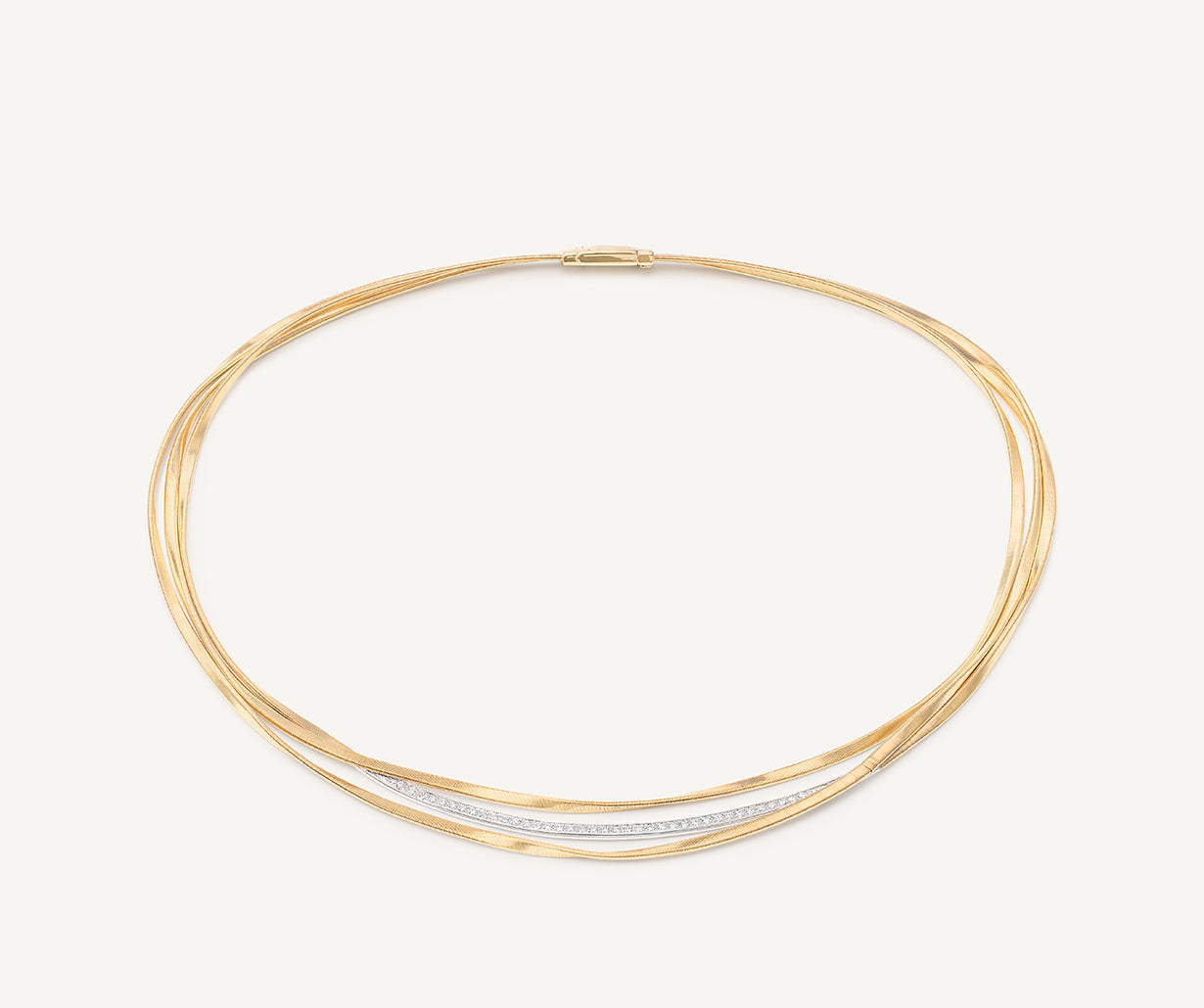 18K Yellow Gold 3-Strand Coil Necklace with Diamond Bar – Marco Bicego