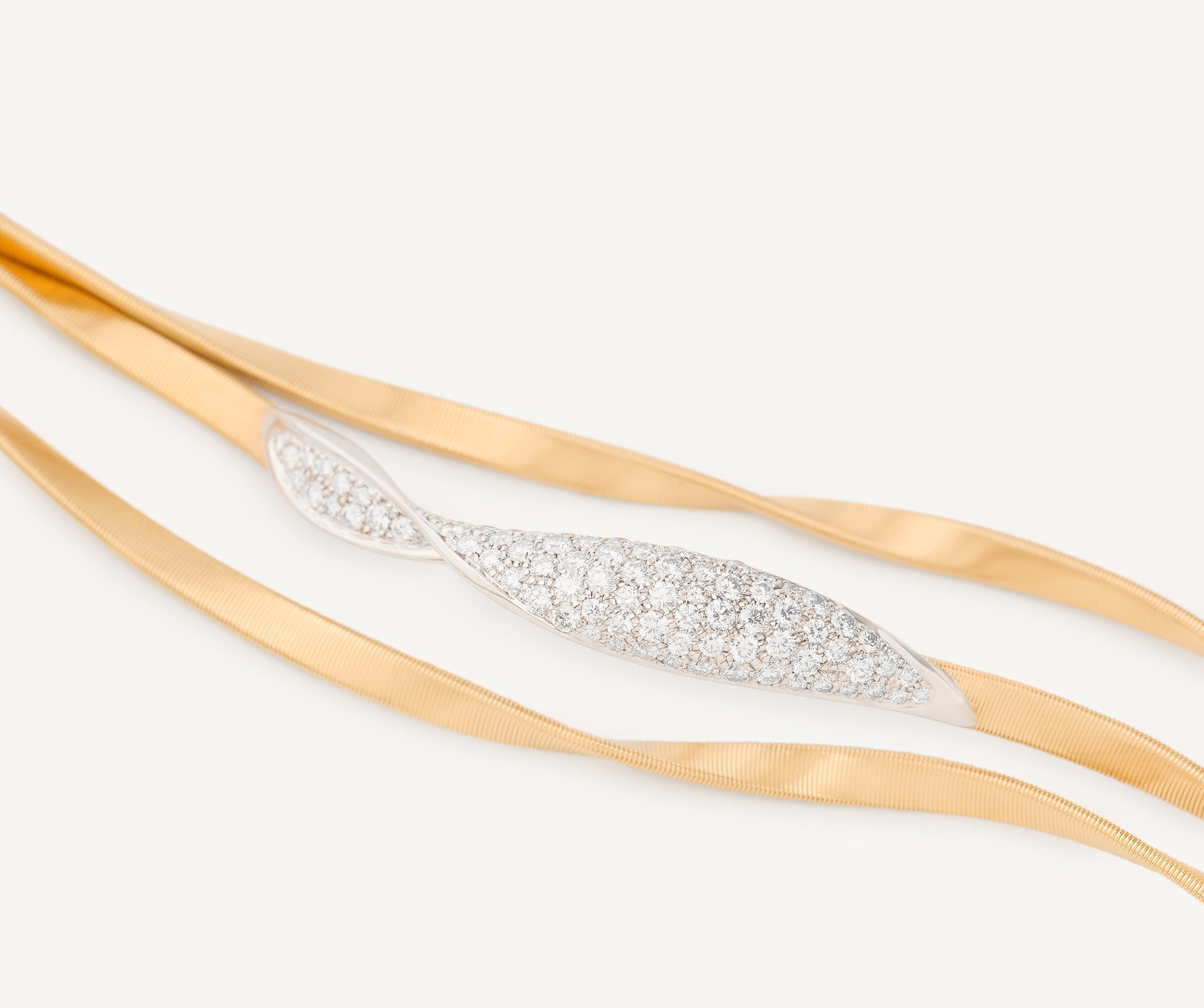 18K Yellow Gold Diamond Crossover Three Row Coil Bracelet, 7.25