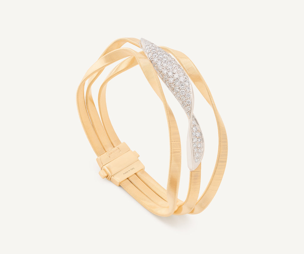 MARRAKECH 18K Yellow Gold 3-Strand Diamond Crossover Bangle BG742_B1_YW_M5