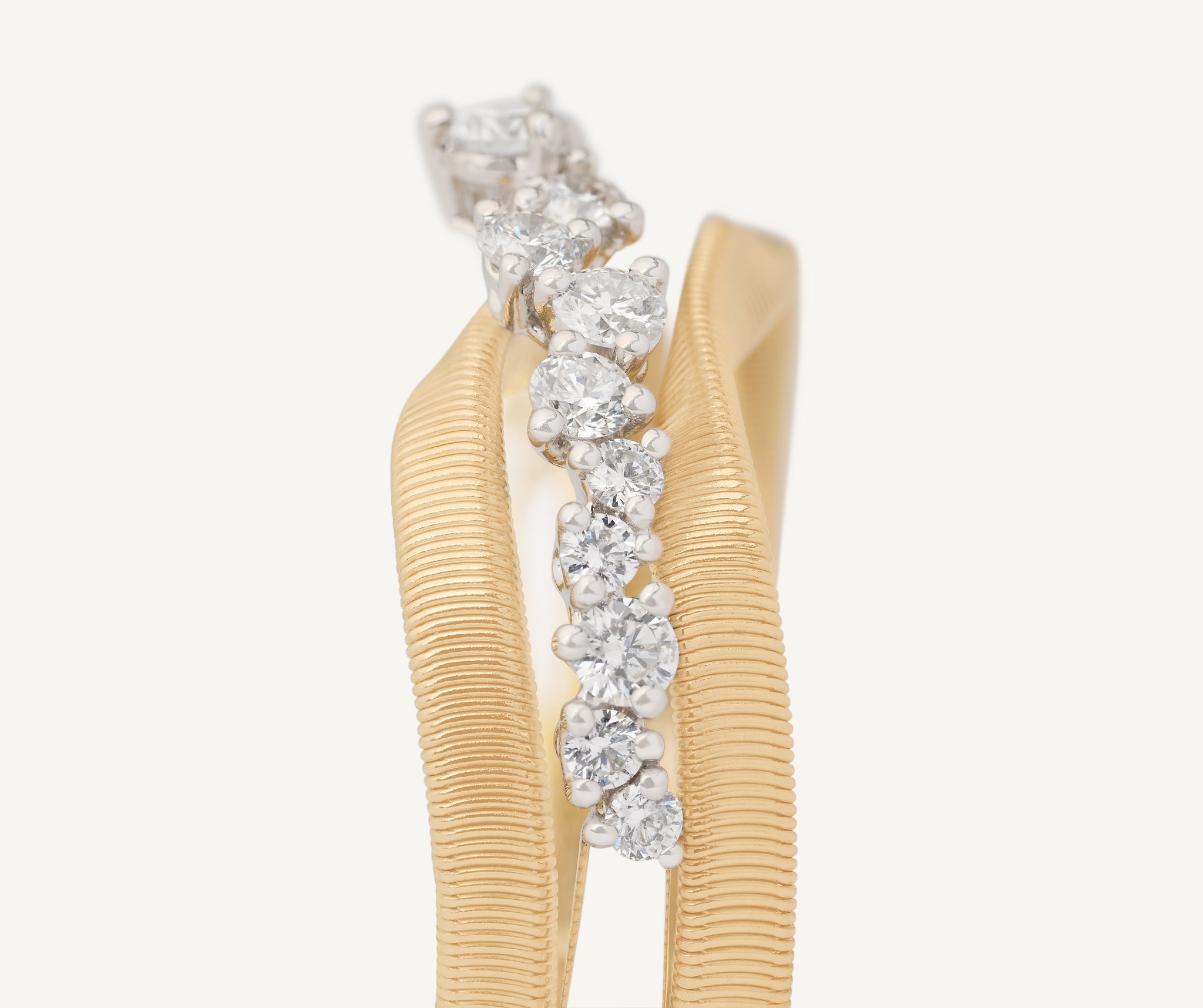 18K Yellow Gold Diamond Three Row Coil Ring – Marco Bicego