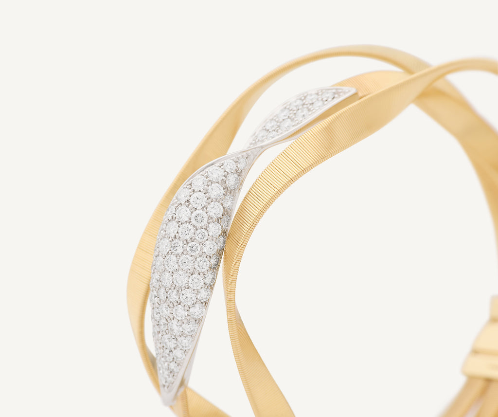 MARRAKECH 18K Yellow Gold 3-Strand Supreme Diamond Crossover Bangle BG725_B1_YW_M5
