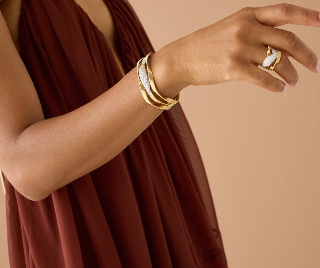 MARRAKECH 18K Yellow Gold 3-Strand Supreme Diamond Crossover Bangle BG725_B1_YW_M5