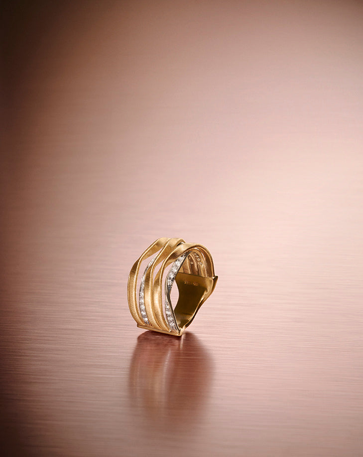 MARRAKECH 18K Yellow Gold 5-Band Coil Ring With Diamonds