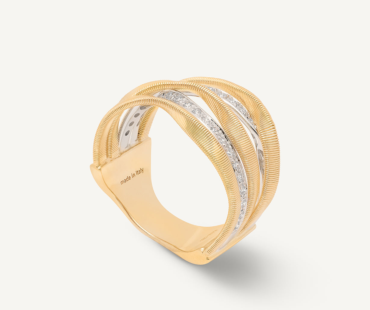 18K Yellow Gold 5-Band Coil Ring With Diamonds – Marco Bicego