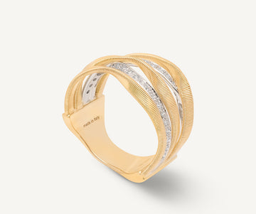 MARRAKECH 18K Yellow Gold 5-Band Coil Ring With Diamonds