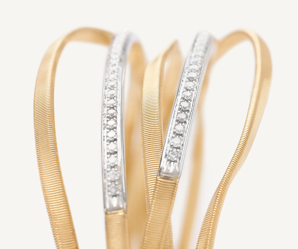 MARRAKECH 18K Yellow Gold 5-Strand Bangle With Diamond Bars SG40_B_YW_M5