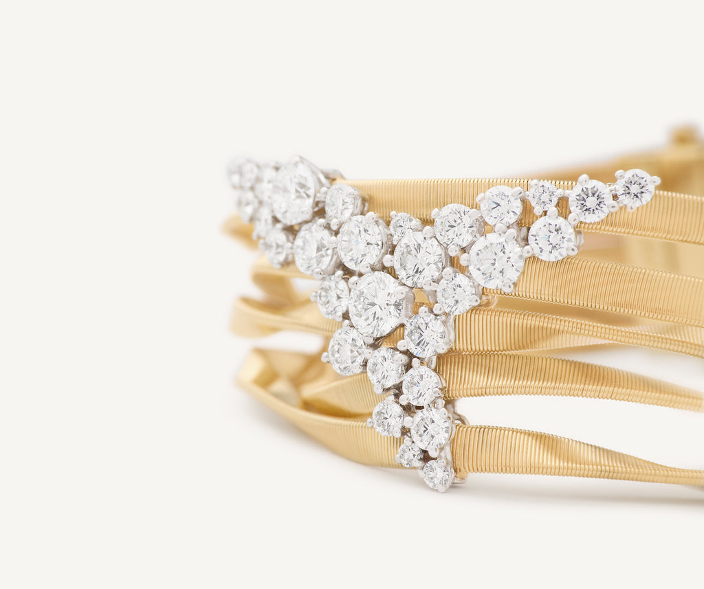 MARRAKECH 18K Yellow Gold 5-Strand Bangle with Diamond V-Cluster BG860_B_YW_M5
