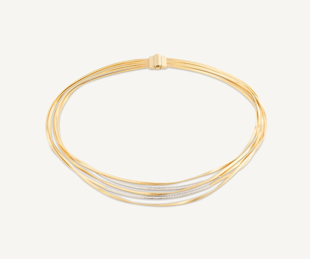 MARRAKECH 18K Yellow Gold 5-Strand Coil Necklace With Diamond Bars CG852_B_YW_M5