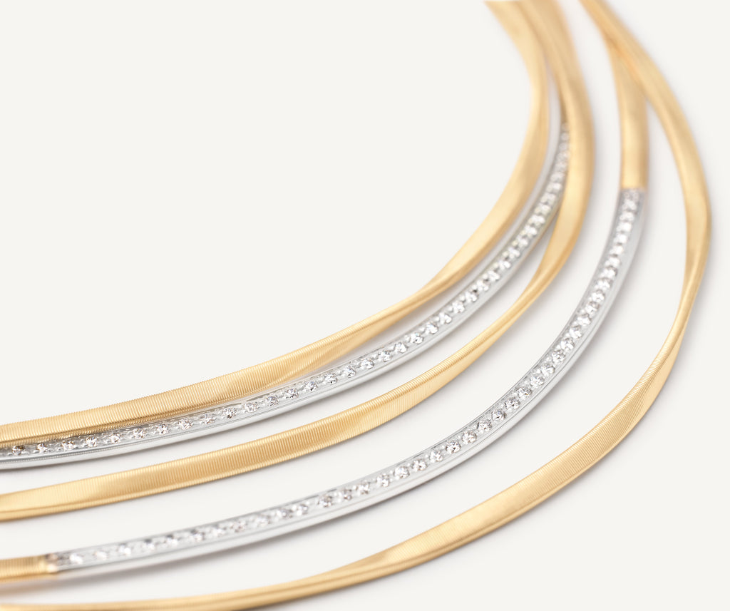 MARRAKECH 18K Yellow Gold 5-Strand Coil Necklace With Diamond Bars CG852_B_YW_M5