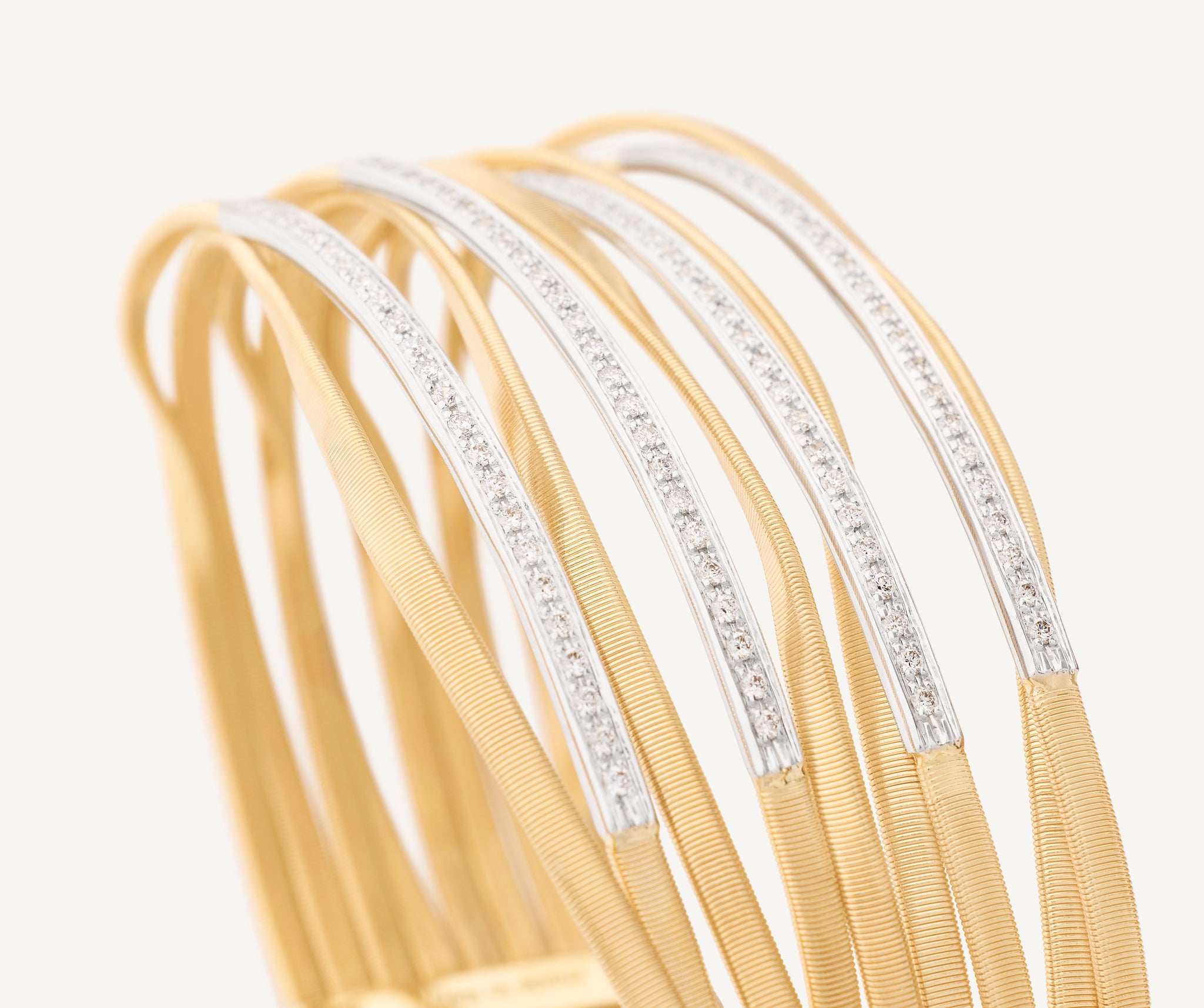 18K Yellow Gold Nine Strand Bangle with Diamonds – Marco Bicego