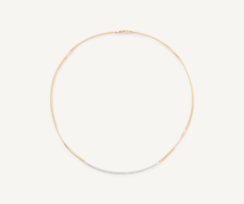 MARRAKECH 18K Yellow Gold Coil Necklace With Diamond Bar CG851_B_YW_M5