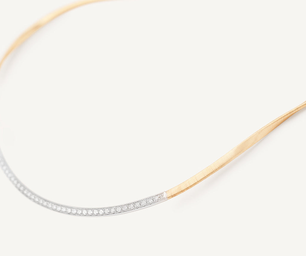 MARRAKECH 18K Yellow Gold Coil Necklace With Diamond Bar CG851_B_YW_M5