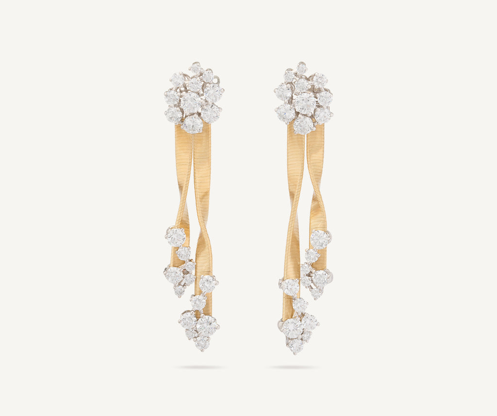 MARRAKECH 18K Yellow Gold Double-Strand Drop Earrings with Diamond Clusters OG415_B_YW_M5