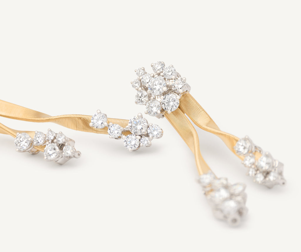 MARRAKECH 18K Yellow Gold Double-Strand Drop Earrings with Diamond Clusters OG415_B_YW_M5
