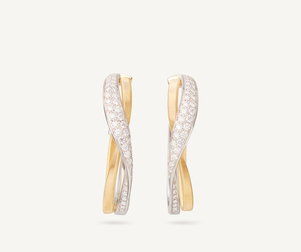 MARRAKECH 18K Yellow Gold Hoop Earrings with Twisted Diamond Pavé, Thin OG421_B1_YW_M5