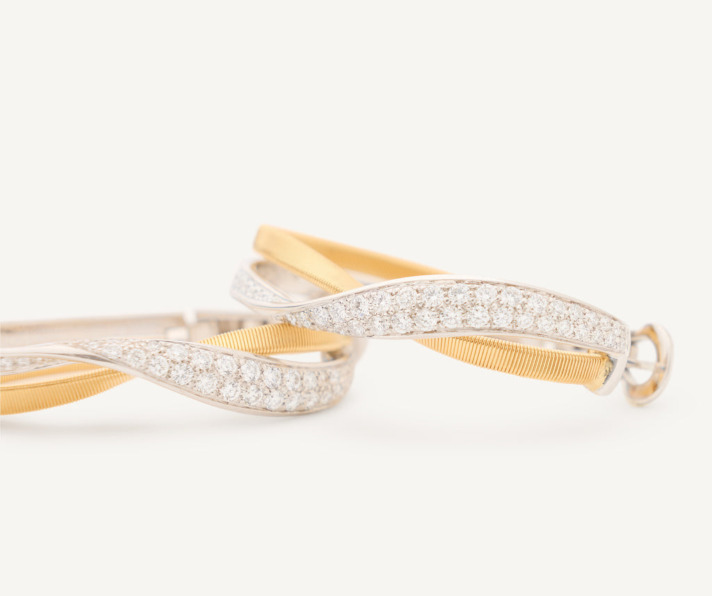 MARRAKECH 18K Yellow Gold Hoop Earrings with Twisted Diamond Pavé, Thin OG421_B1_YW_M5