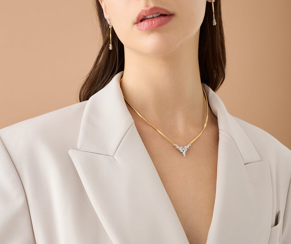 MARRAKECH 18K Yellow Gold Necklace with Diamond V-Cluster CG862_B_YW_M5