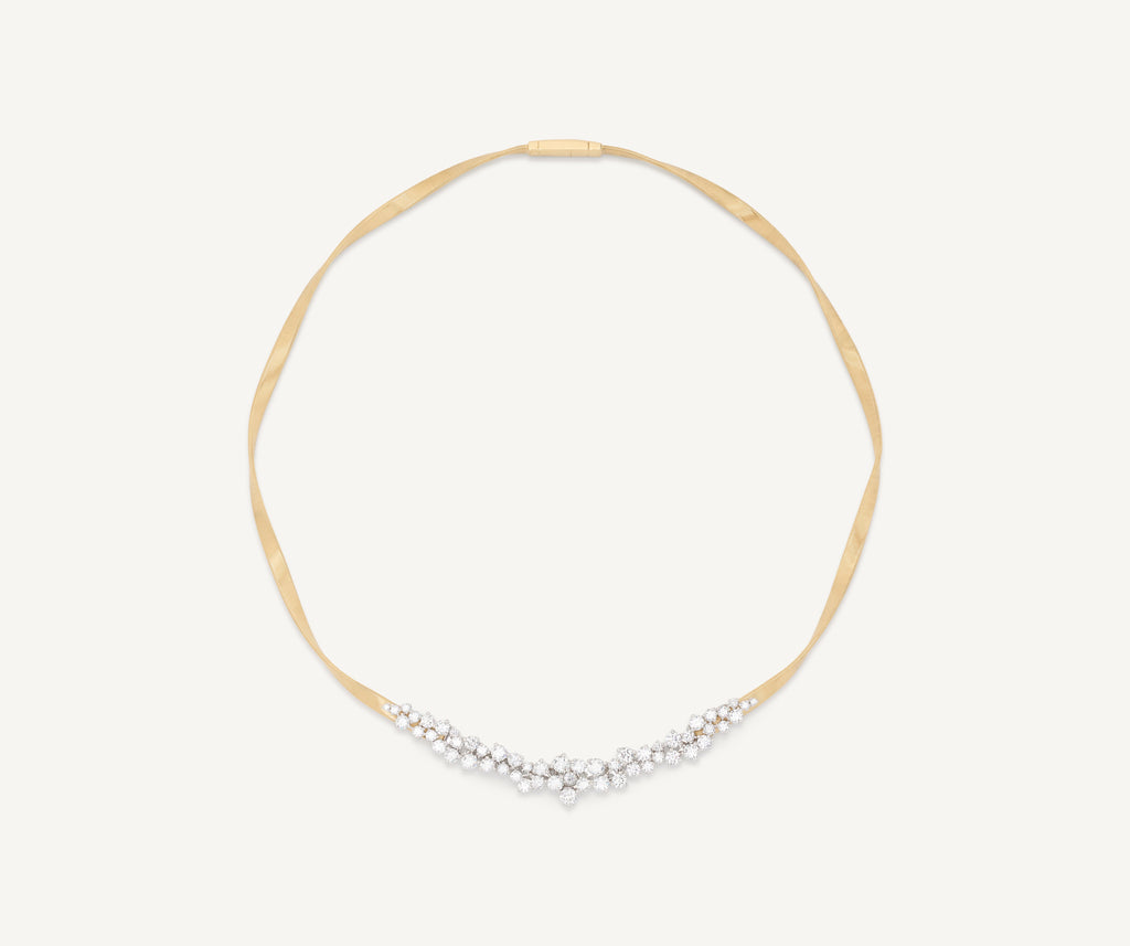 MARRAKECH 18K Yellow Gold Necklace with Graduated Diamond Cluster CG750_B_YW_M5