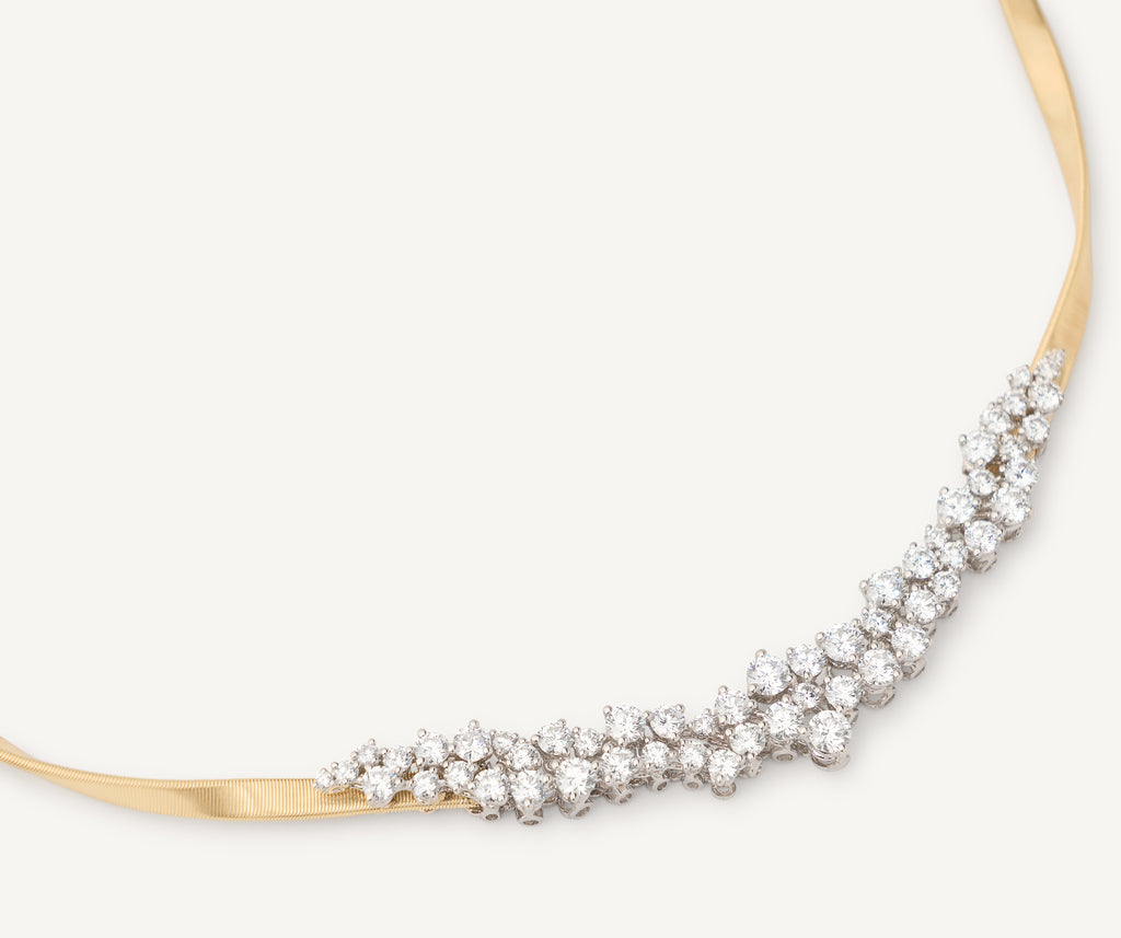 MARRAKECH 18K Yellow Gold Necklace with Graduated Diamond Cluster CG750_B_YW_M5