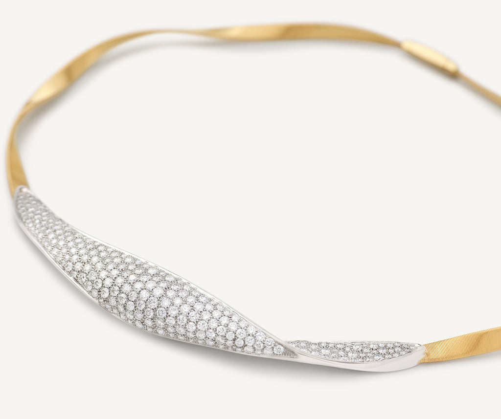 MARRAKECH 18K Yellow Gold Necklace with Wide Diamond Pavé Crossover CG723_B1_YW_M5