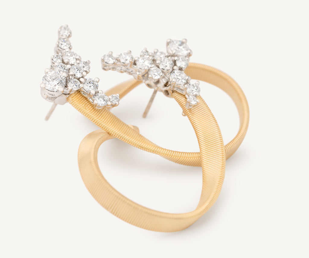 MARRAKECH 18K Yellow Gold Open Hoop Earrings with Diamond Clusters OG418_B_YW_M5