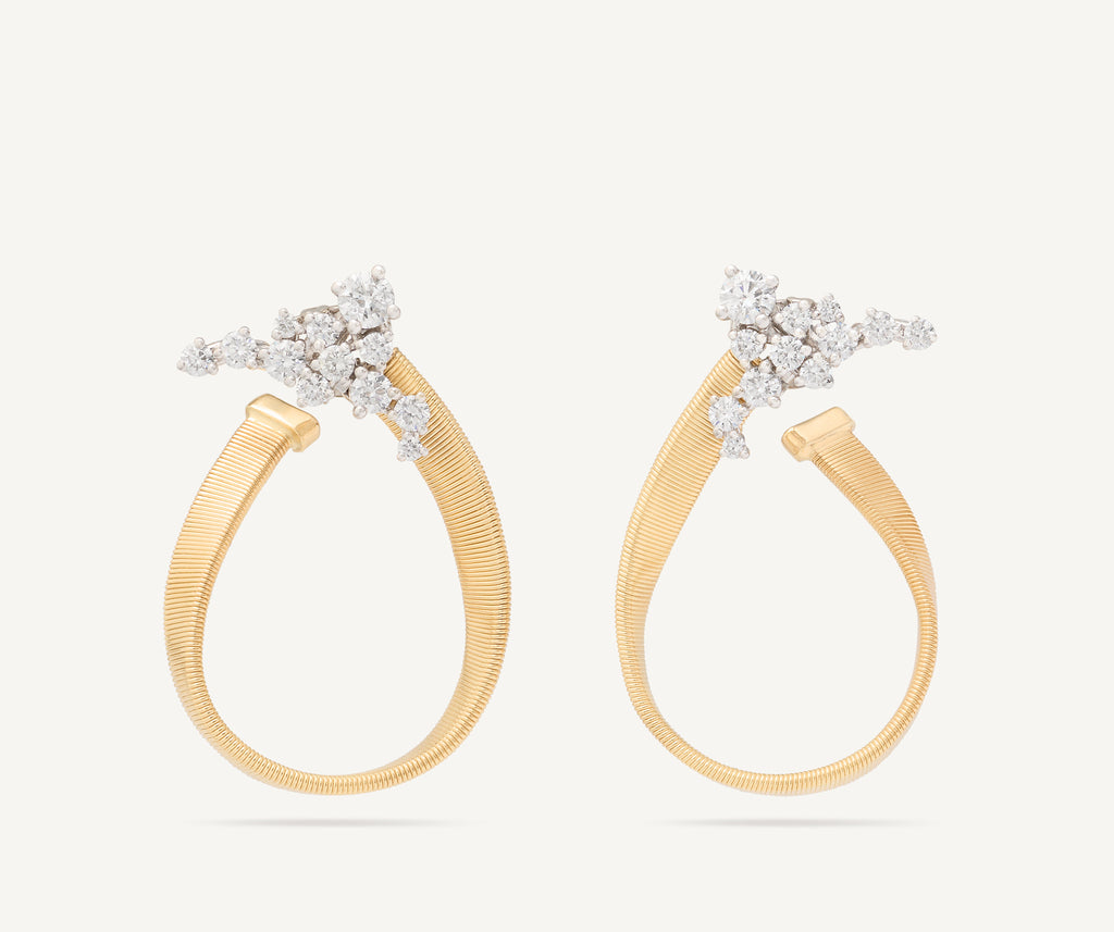 MARRAKECH 18K Yellow Gold Open Hoop Earrings with Diamond Clusters OG418_B_YW_M5