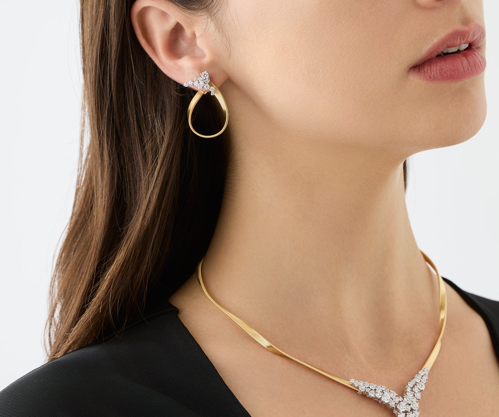 MARRAKECH 18K Yellow Gold Open Hoop Earrings with Diamond Clusters OG418_B_YW_M5