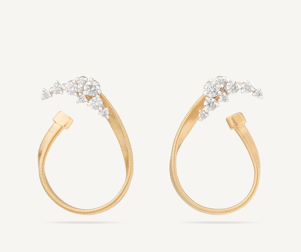 MARRAKECH 18K Yellow Gold Open Hoop Thin Earrings with Diamond Clusters OG417_B_YW_M5