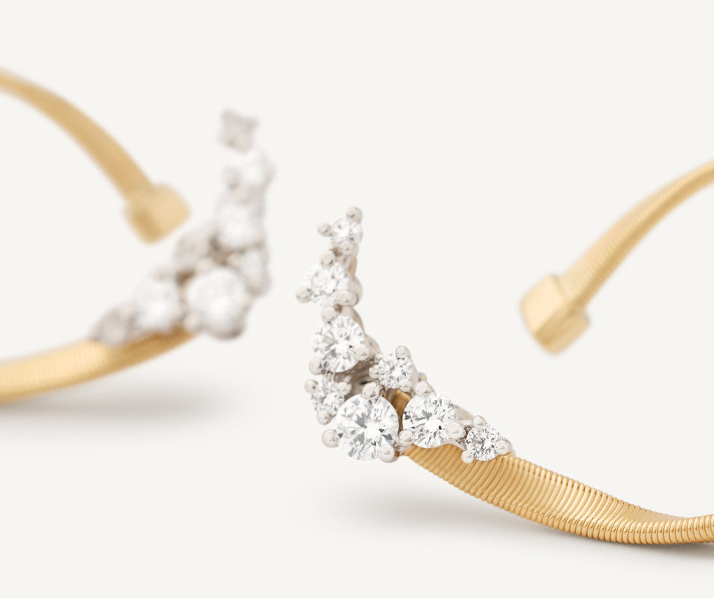 MARRAKECH 18K Yellow Gold Open Hoop Thin Earrings with Diamond Clusters OG417_B_YW_M5