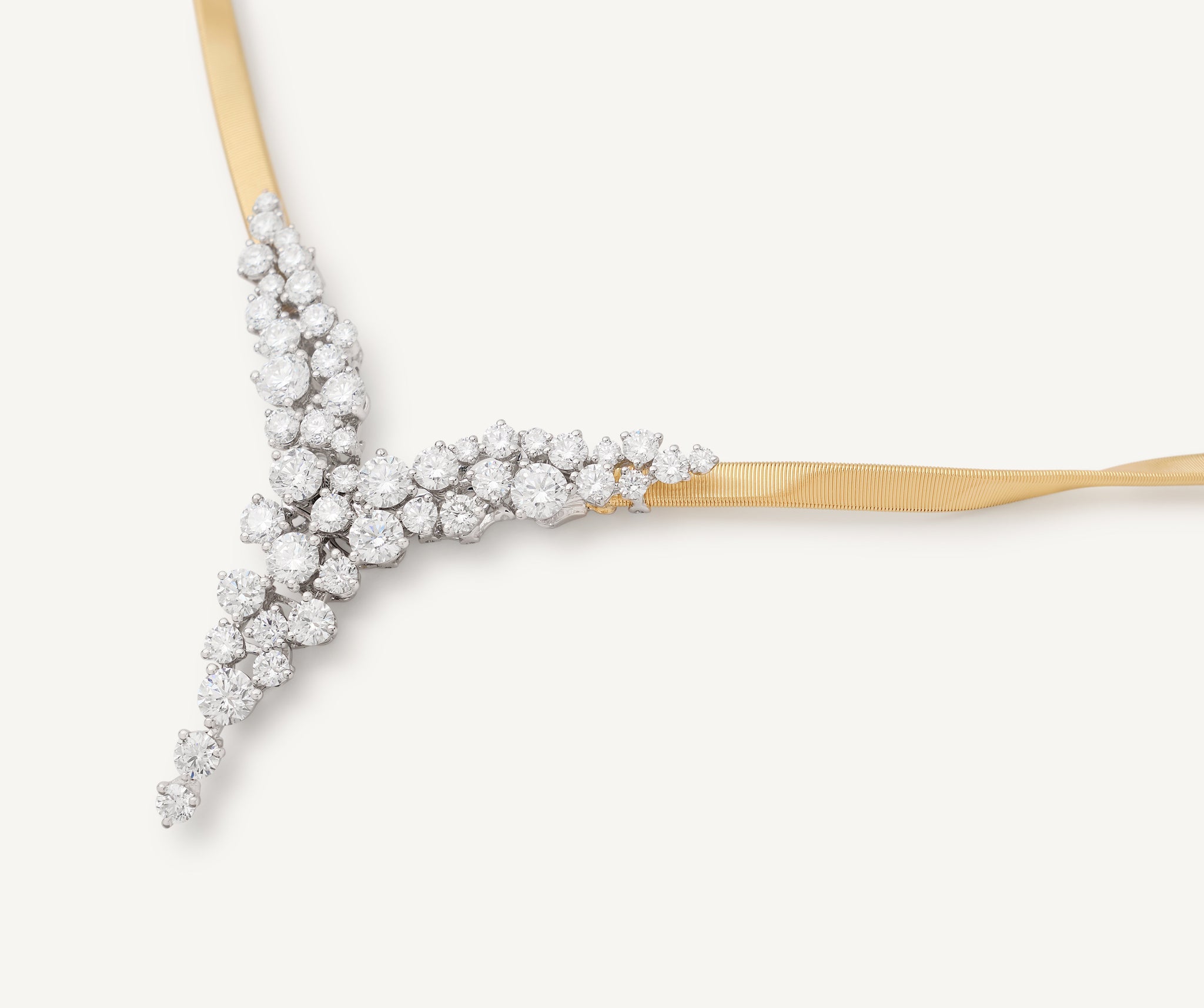 18K Yellow Gold Diamond V-Shaped Coil Necklace, 16.5