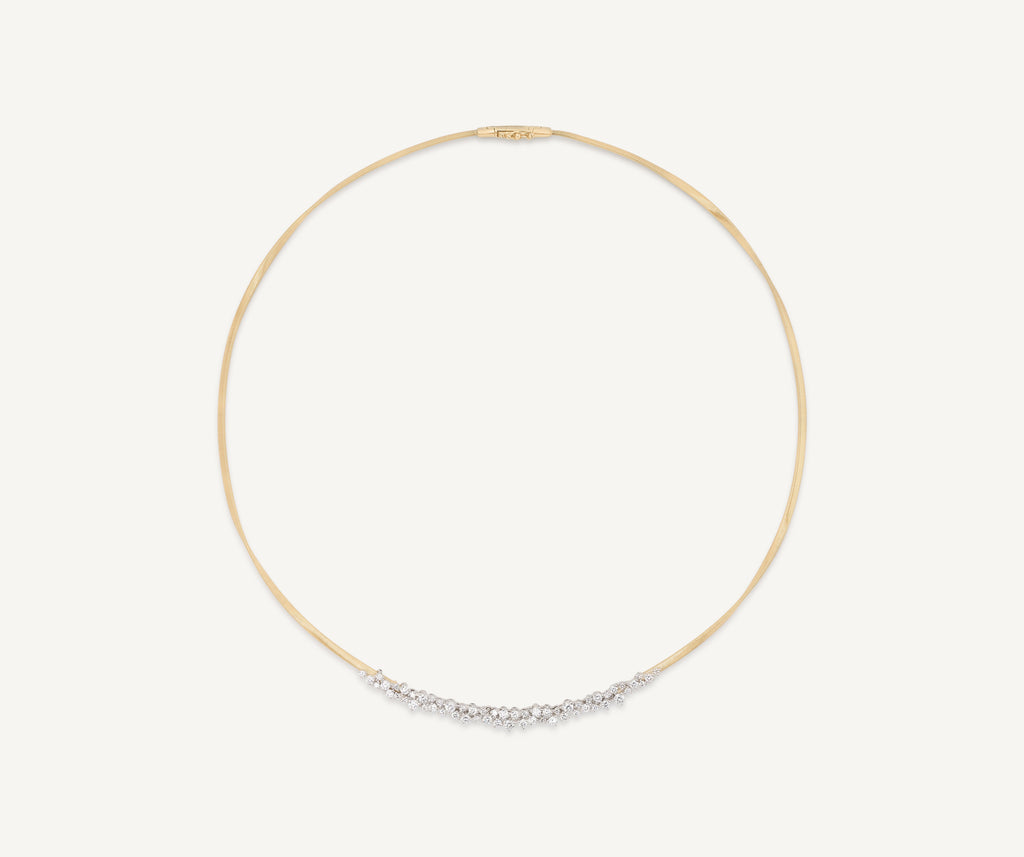 MARRAKECH 18K Yellow Gold Thin Necklace with Graduated Diamond Cluster CG851_B1_YW_M5