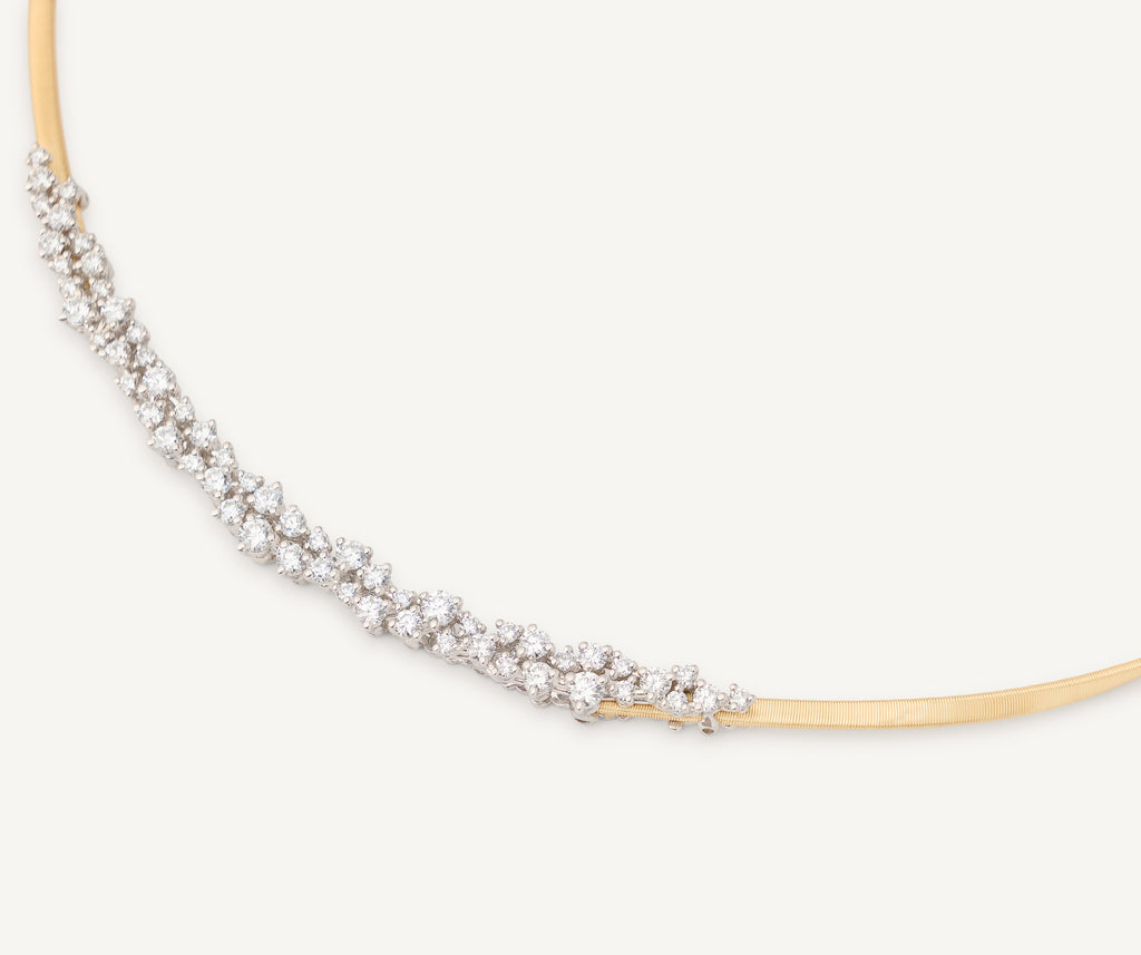 MARRAKECH 18K Yellow Gold Thin Necklace with Graduated Diamond Cluster CG851_B1_YW_M5