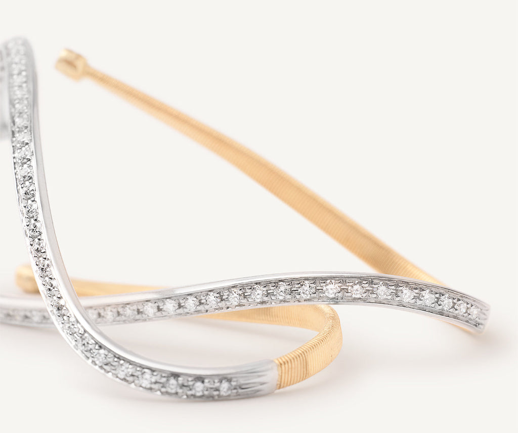 MARRAKECH 18K Yellow Gold Twisted Irregular Medium Hoops with Diamond Pavé OG405_B_YW_M5
