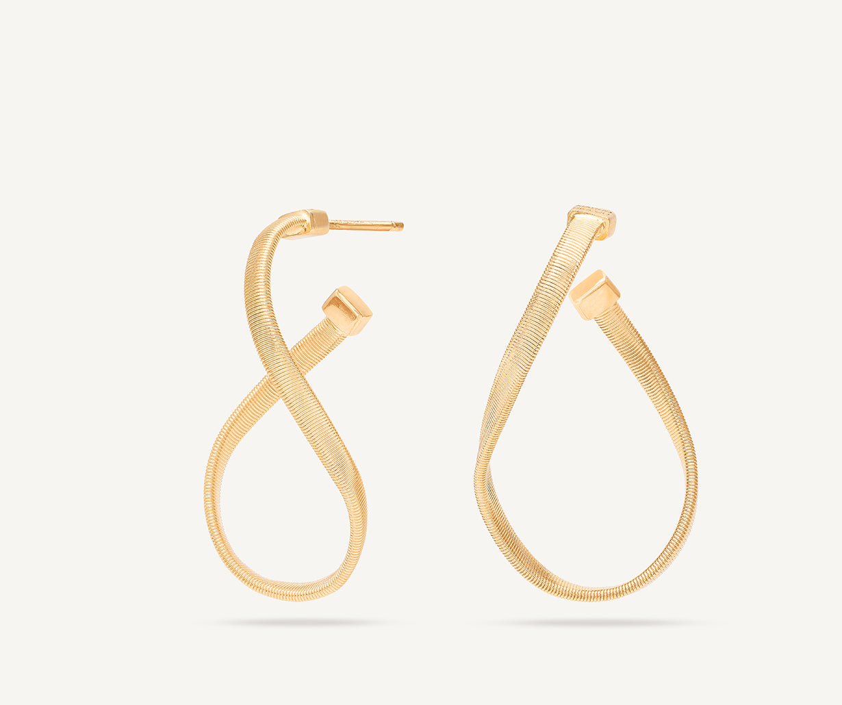 18K Yellow Gold Twisted Irregular Small Hoops – Marco Bicego display picture 2