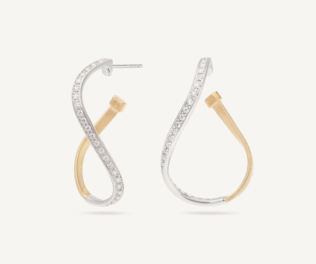 MARRAKECH 18K Yellow Gold Twisted Irregular Small Hoops with Diamond Pavé OG404_B_YW_M5