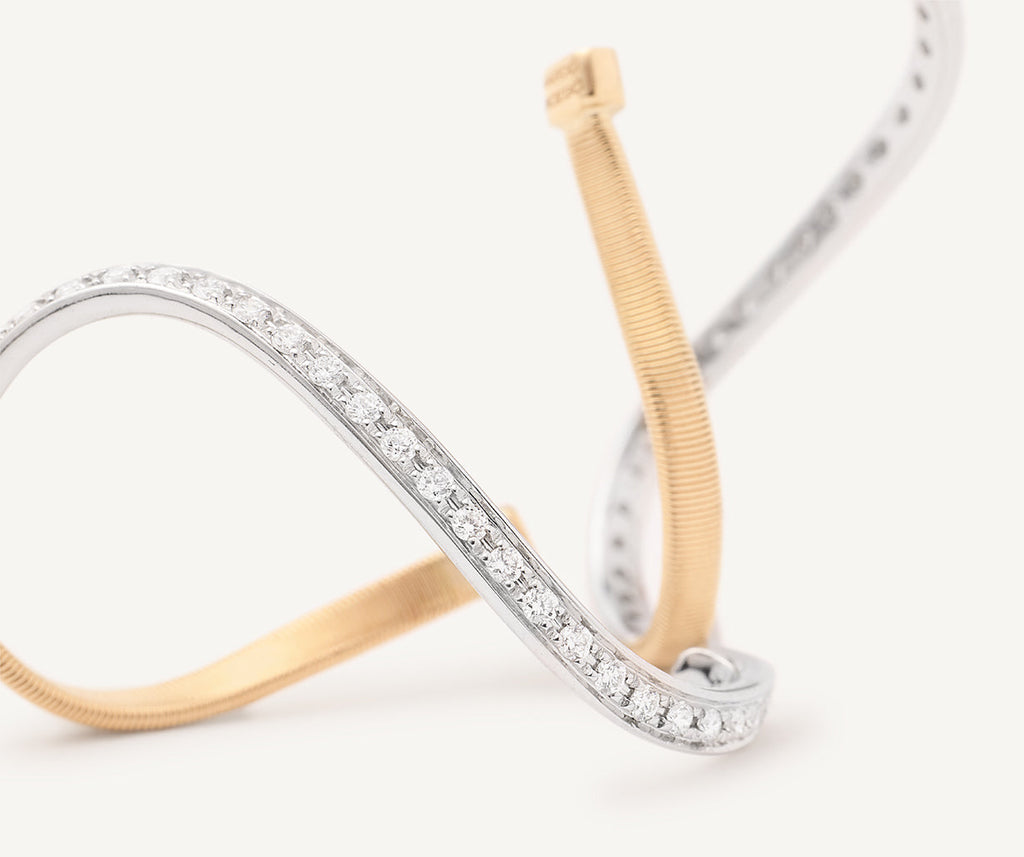MARRAKECH 18K Yellow Gold Twisted Irregular Small Hoops with Diamond Pavé OG404_B_YW_M5
