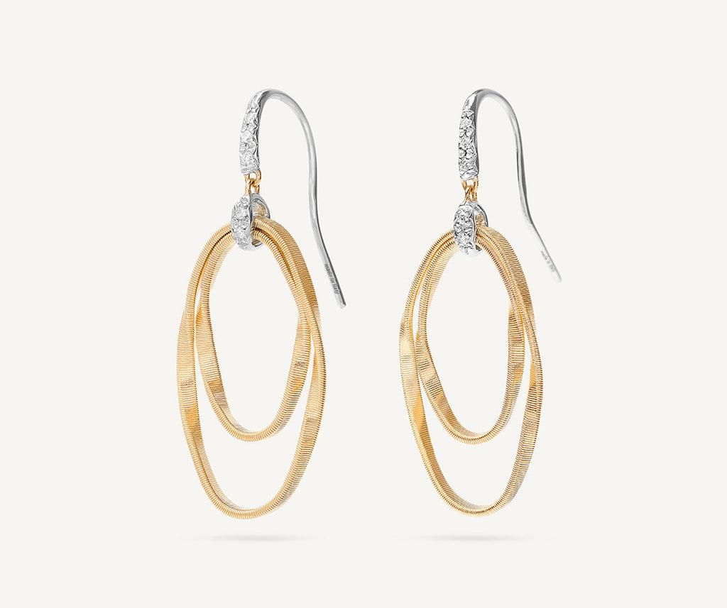 MARRAKECH ONDE 18K Yellow Gold and Diamond Concentric Hook Earrings OG372-A_B1_YW_M5