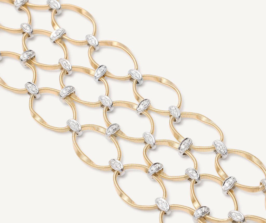 MARRAKECH ONDE 18K Yellow Gold and Diamond Flat Link 3-Strand Bracelet BG810_B_YW_M5