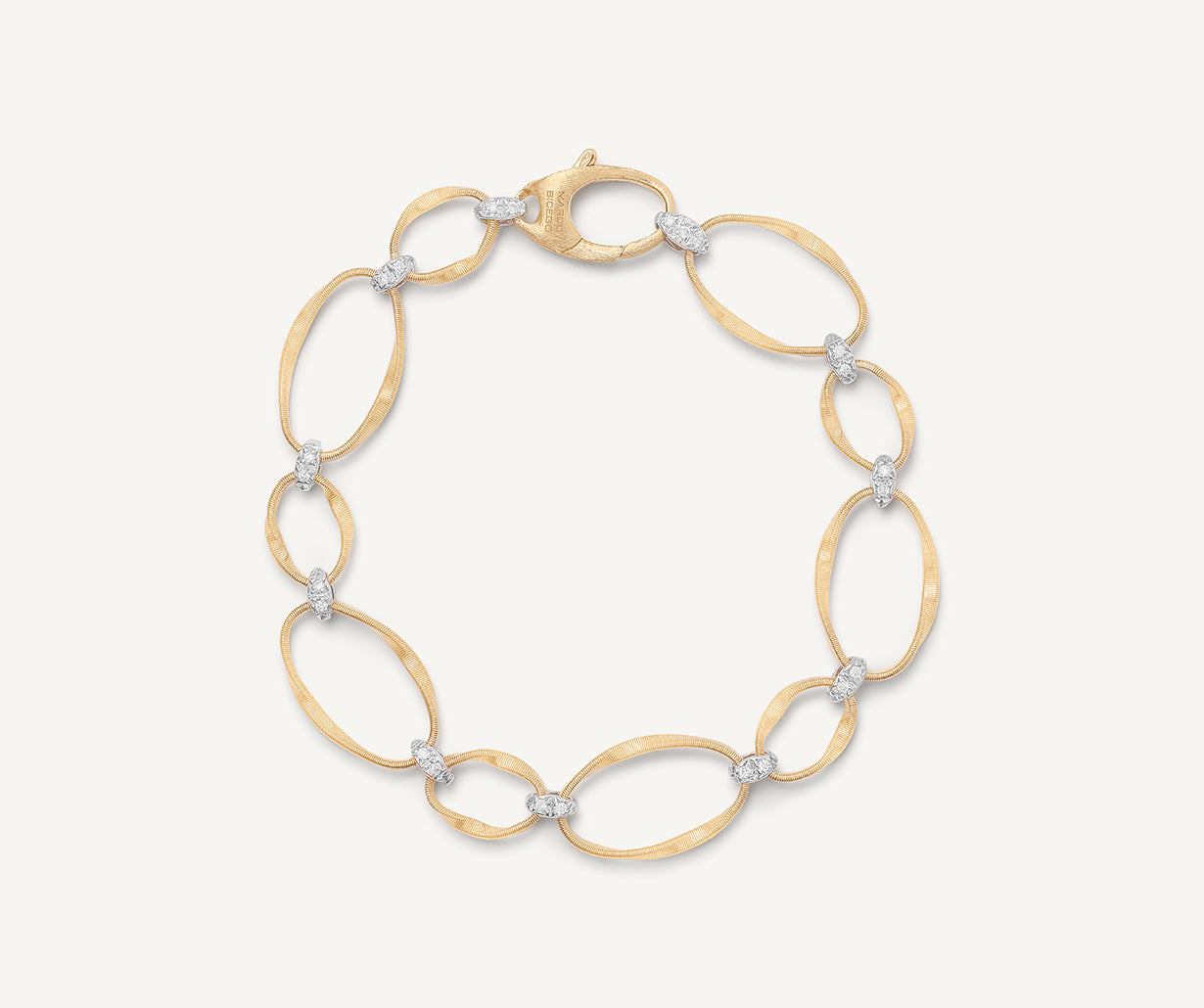 18K Yellow Gold and Diamond Flat Link Bracelet | Marrakech Onde