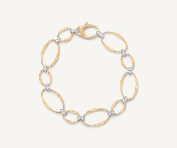 18K Yellow Gold and Diamond Flat Link Bracelet | Marrakech Onde