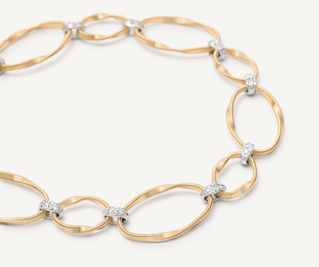 18K Yellow Gold and Diamond Flat Link Bracelet | Marrakech Onde