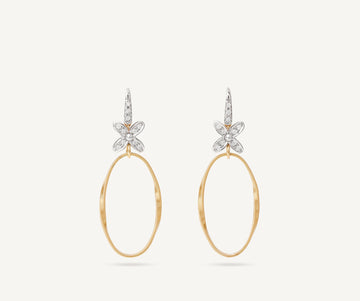 MARRAKECH ONDE 18K Yellow Gold and Diamond French Hook Earrings with Floral Diamonds OG395-AB_B3_YW_M5