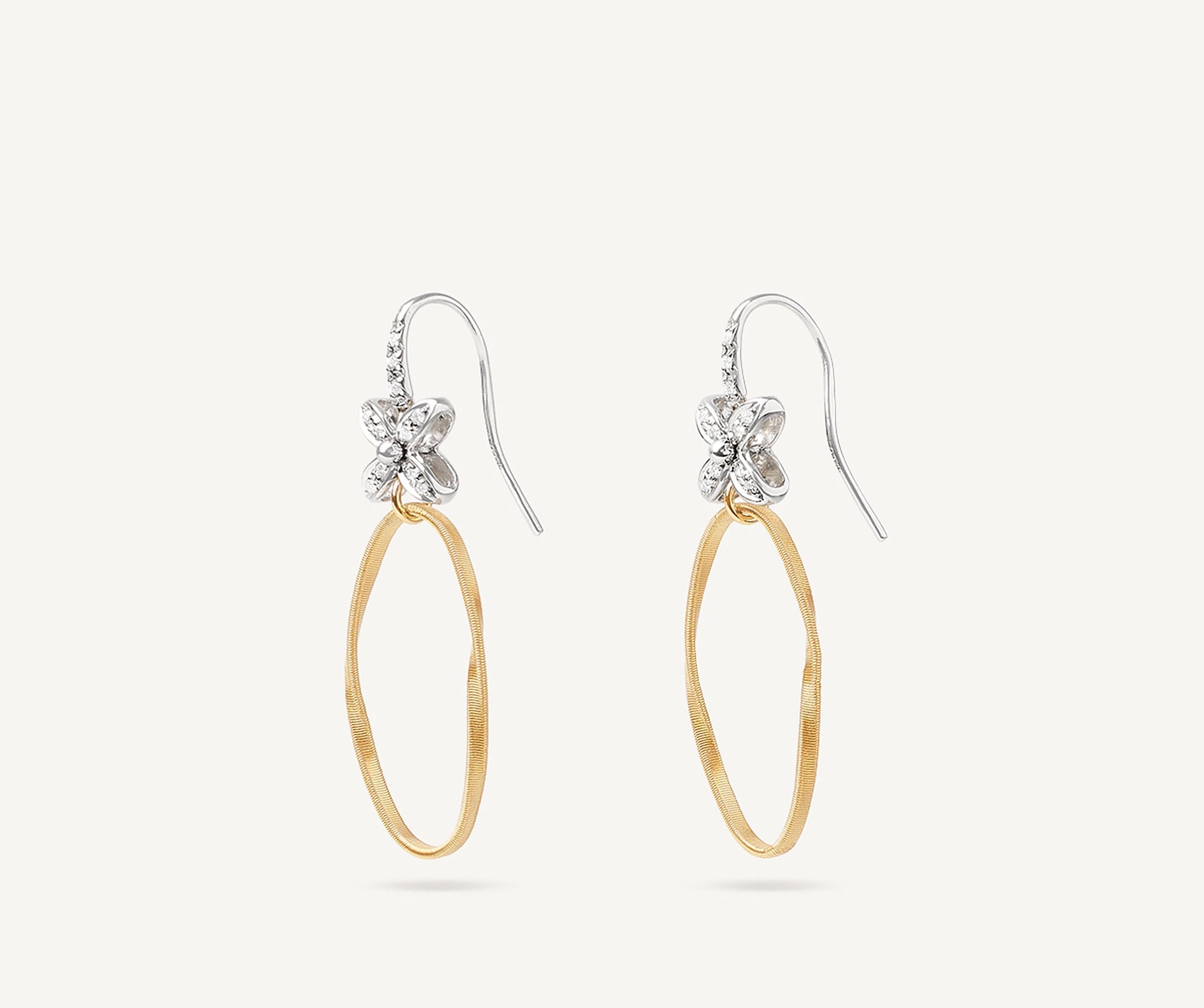 祝開店！大放出セール開催中 18K Yellow Floral with Earrings Hook French Diamond and Gold アクセサリー