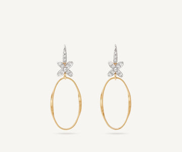 MARRAKECH ONDE 18K Yellow Gold and Diamond French Hook Earrings with Floral Diamonds OG395-AB_B3_YW_M5