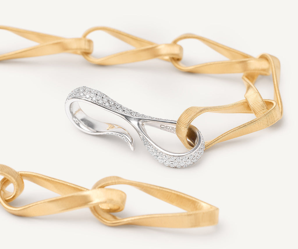 MARRAKECH ONDE 18K Yellow Gold Large Gauge Link Necklace With Diamond Clasp CG850_B_YW_M5