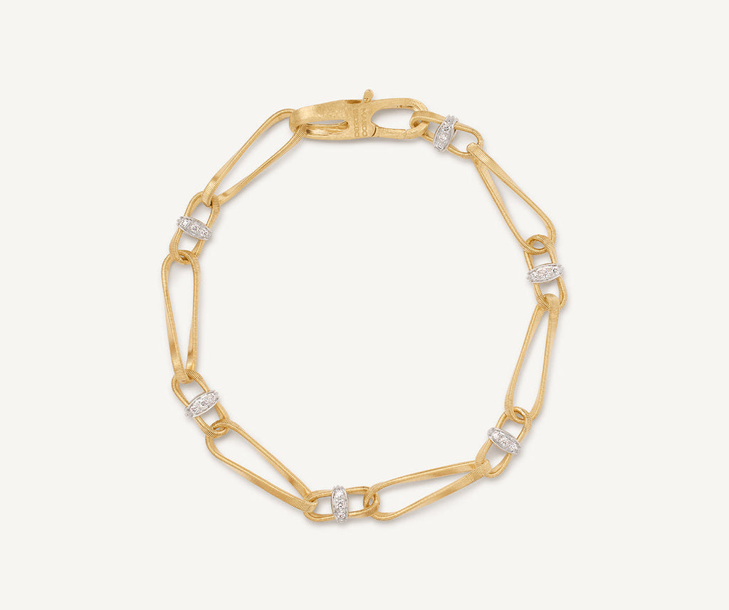 MARRAKECH ONDE 18K Yellow Gold Twisted Coil Link Bracelet With Diamonds BG844_B_YW_M5